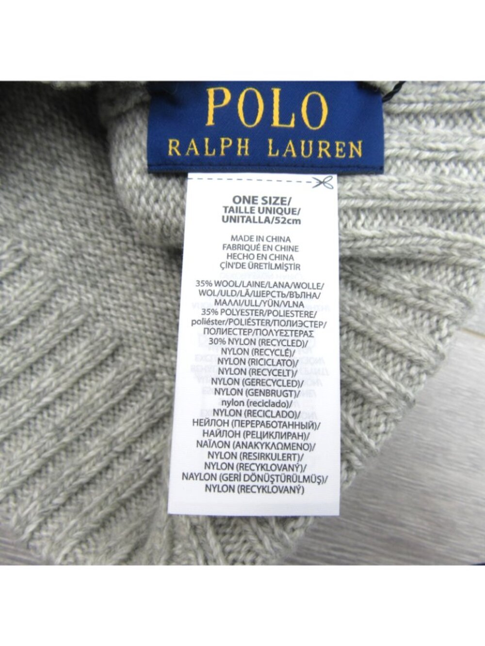 Polo Ralph Lauren RL Wool Knit USA Flag Beanie Adult One Size Grey NEW - Picture 8 of 9